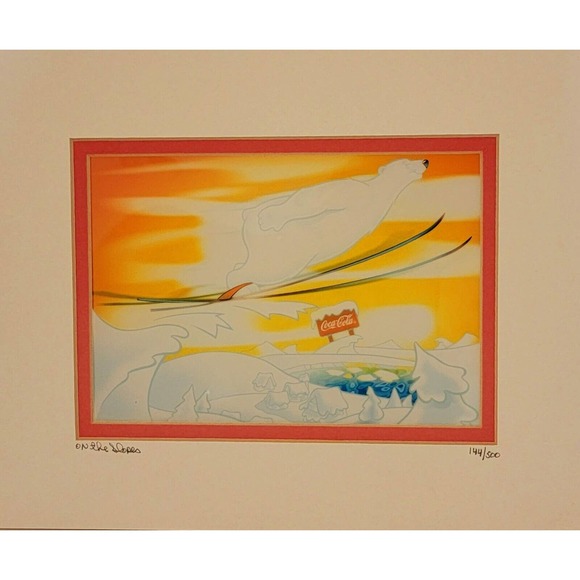 Coca-Cola Polar Bear On The Slopes Animation Art Cell Limited Edition 144/500 - Picture 1 of 9